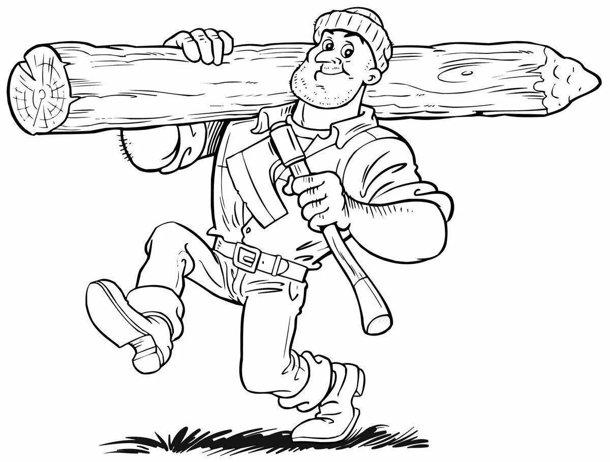 Lumberjack humorous coloring book