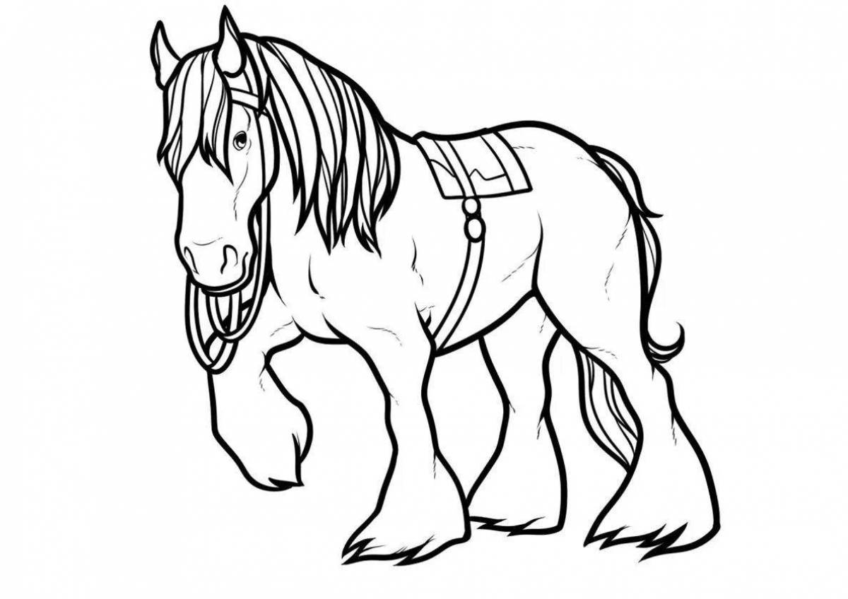 Раскраска величественный чалый конь