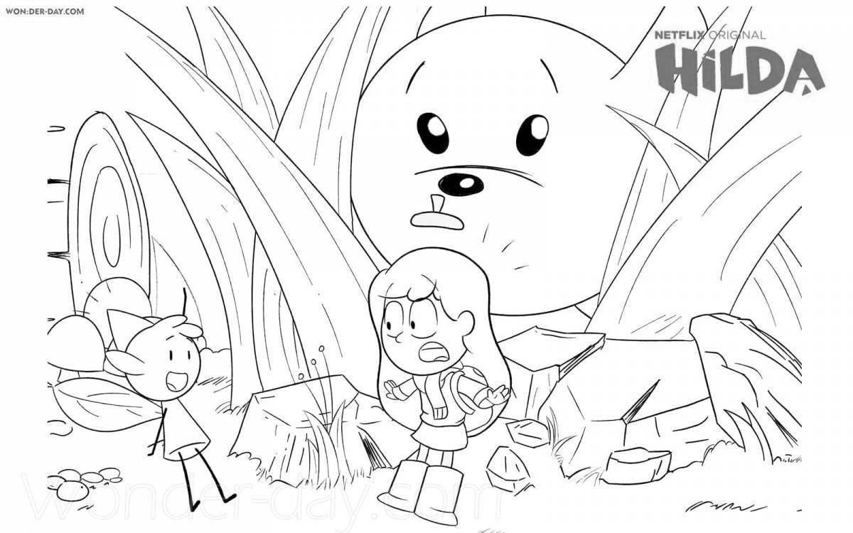 Hilda's playful coloring page