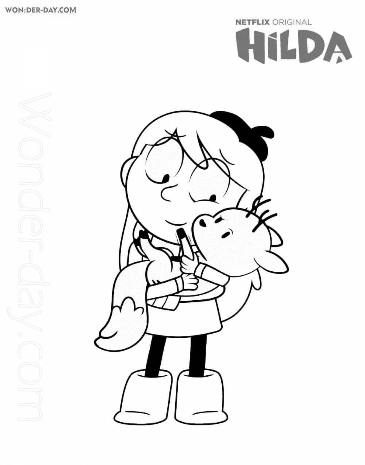 Hilda's animated coloring page