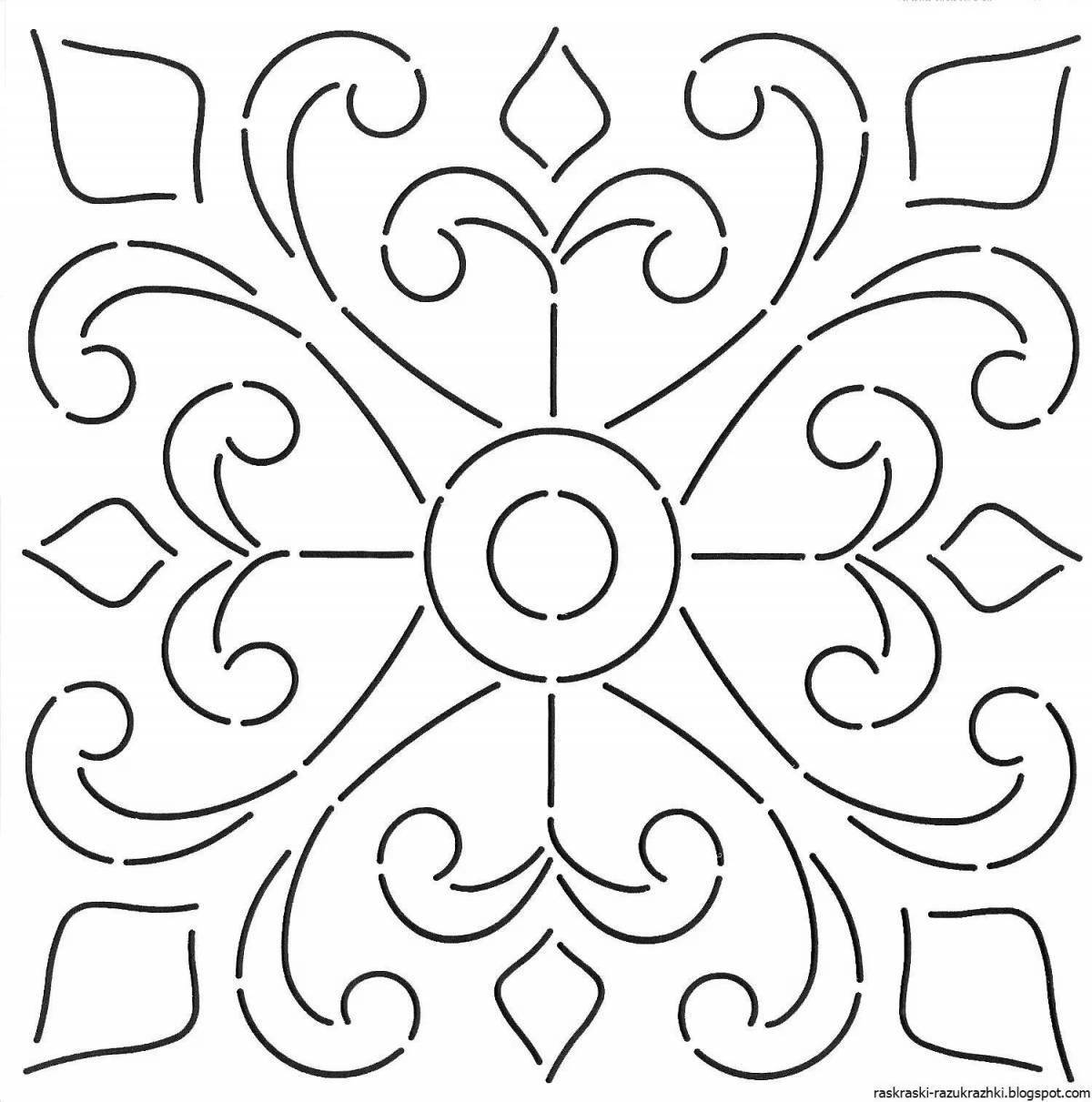 Color-filled tiles for coloring pages