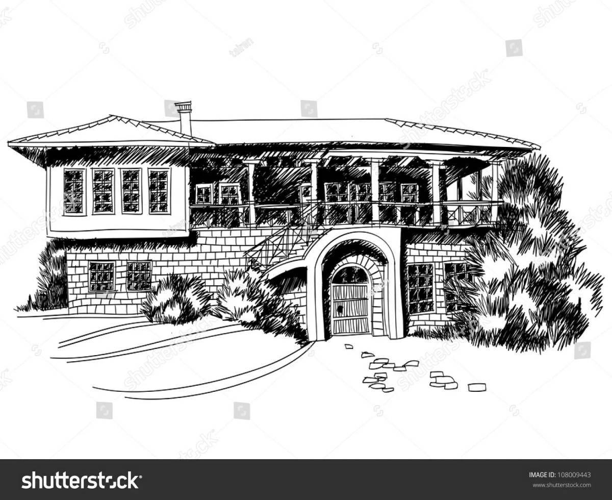 Раскраска Раскраска яркая вилла