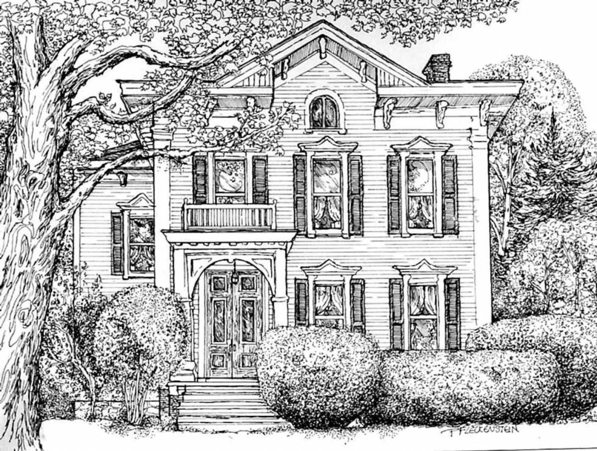 Amazing villa coloring page