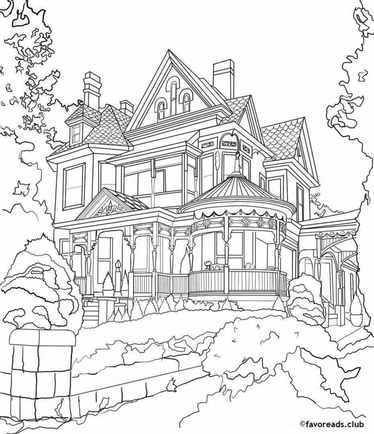 Coloring page tranquil villa
