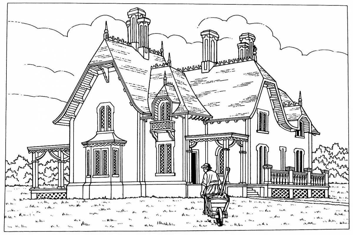 Coloring page happy villa