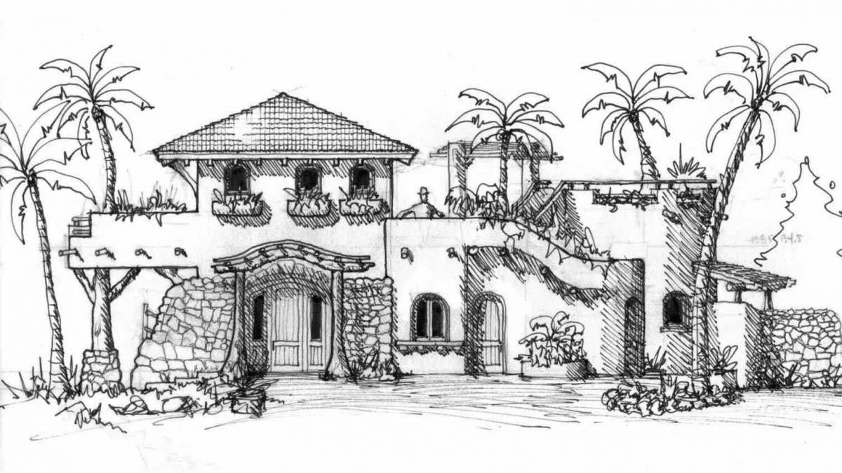 Coloring page amazing villa