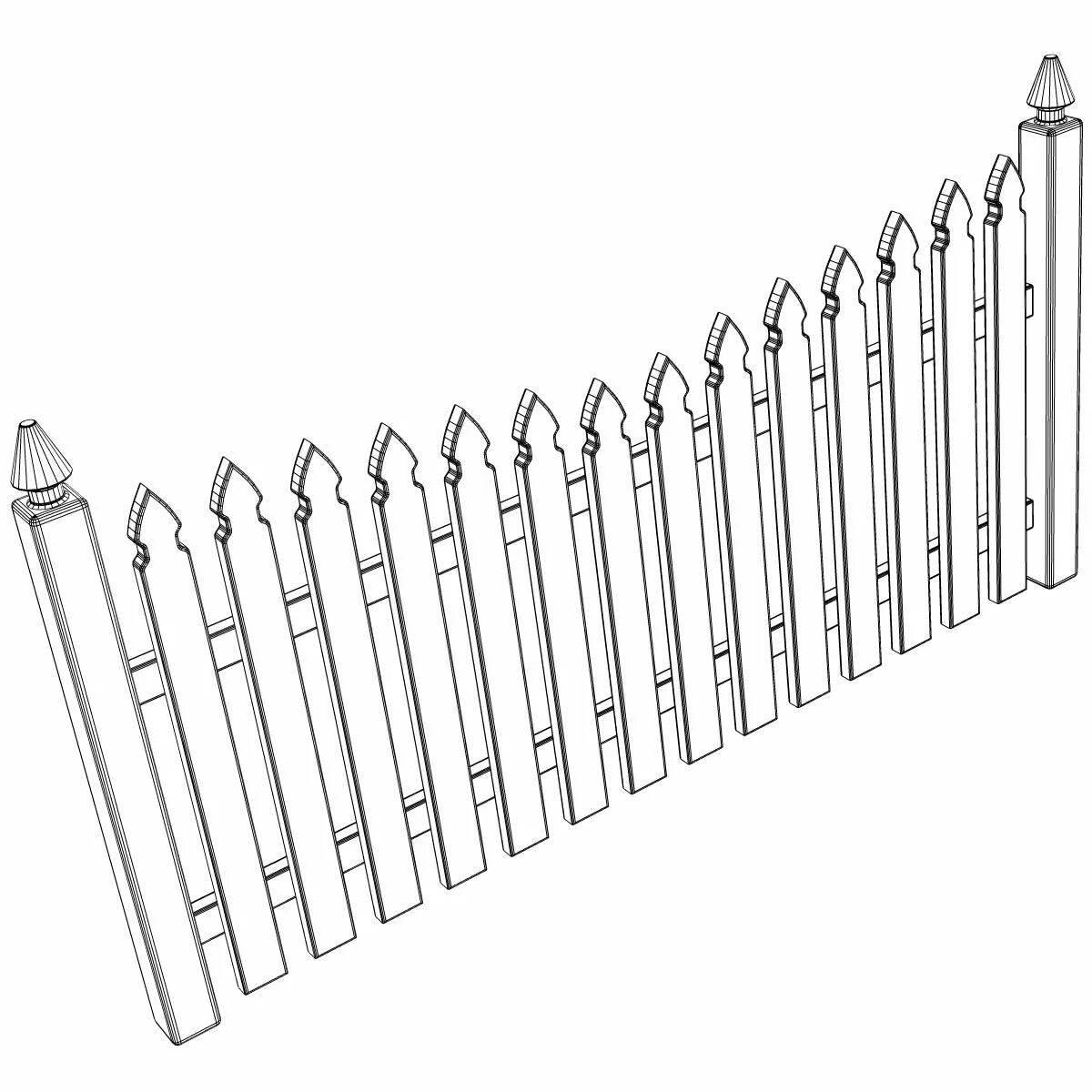 Playful fence coloring page