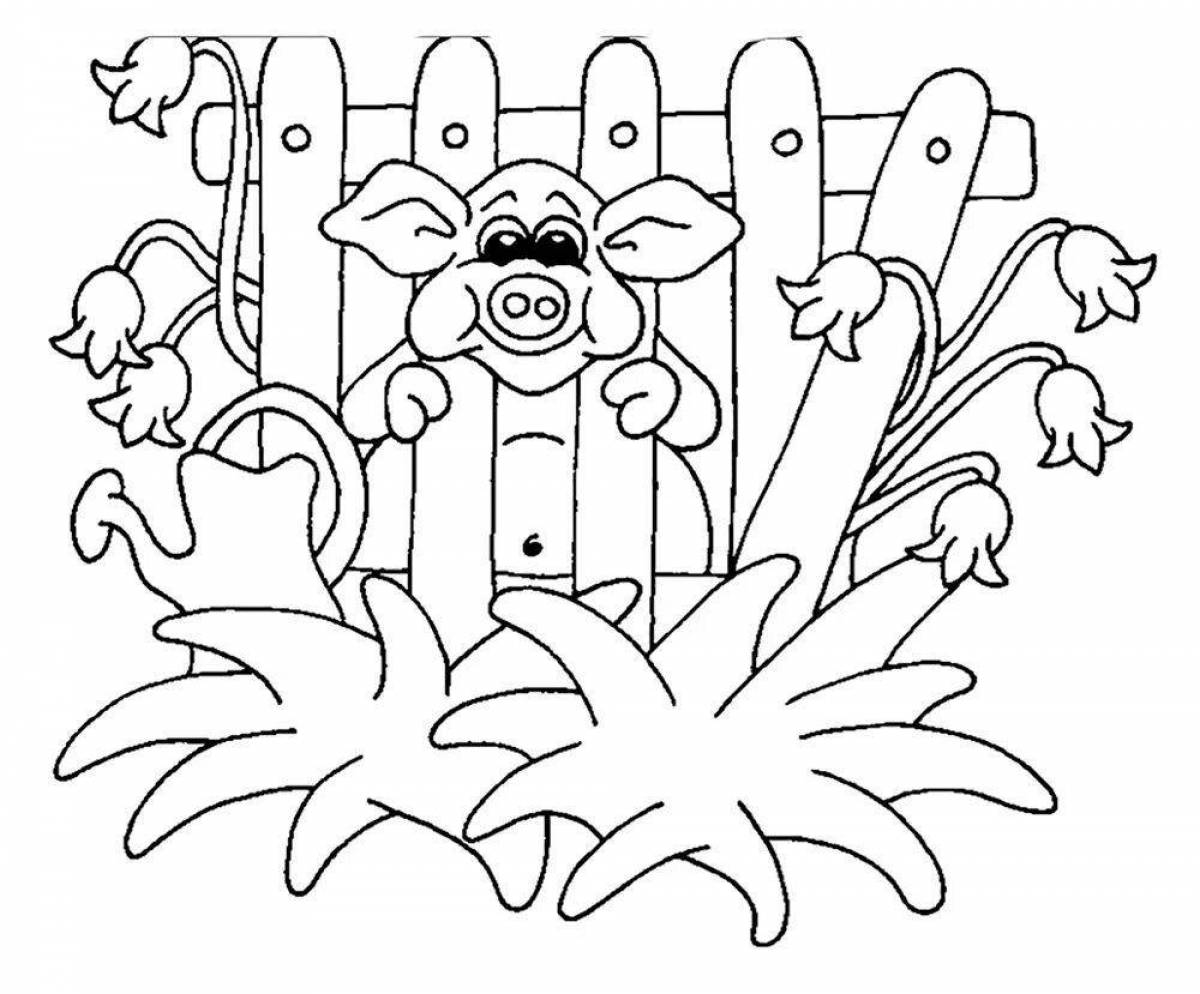 Cute fence coloring page