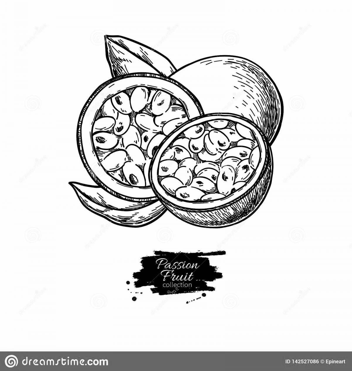 Luminous passion fruit coloring page