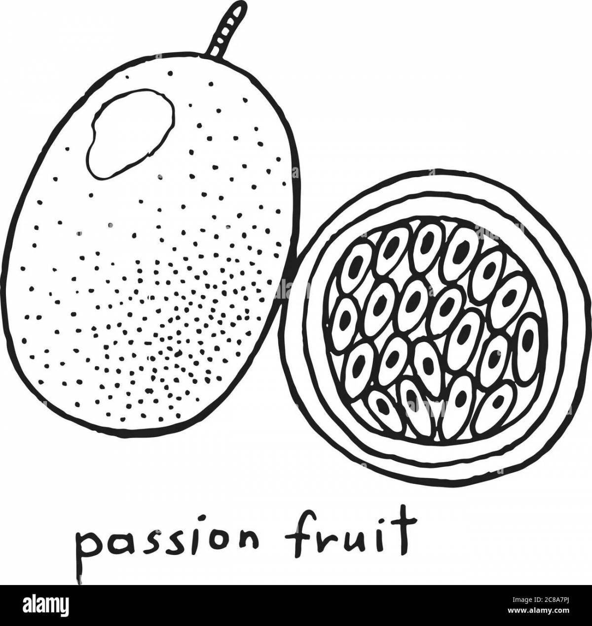 Sparkly passion fruit coloring page
