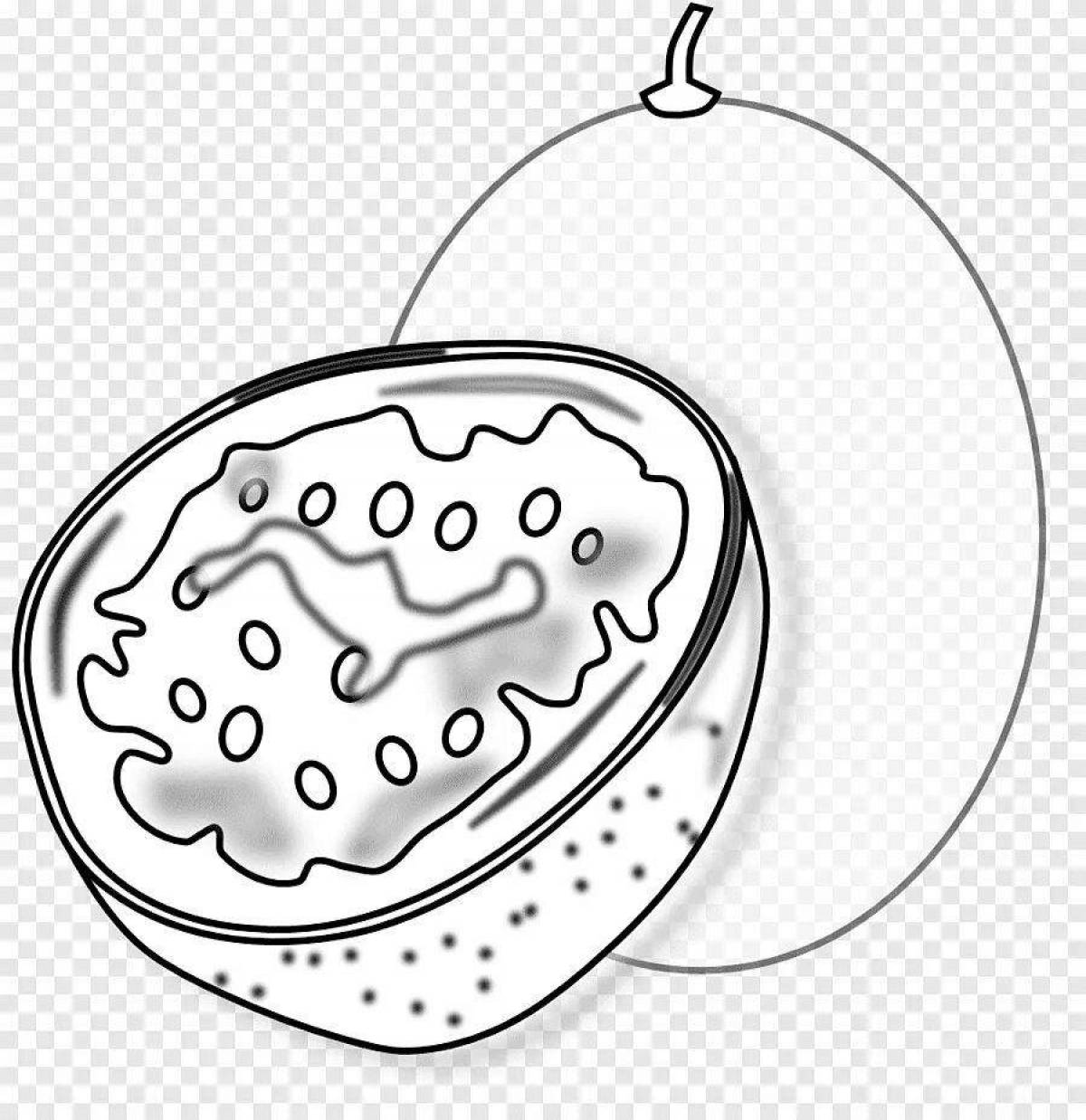 Adorable passion fruit coloring page