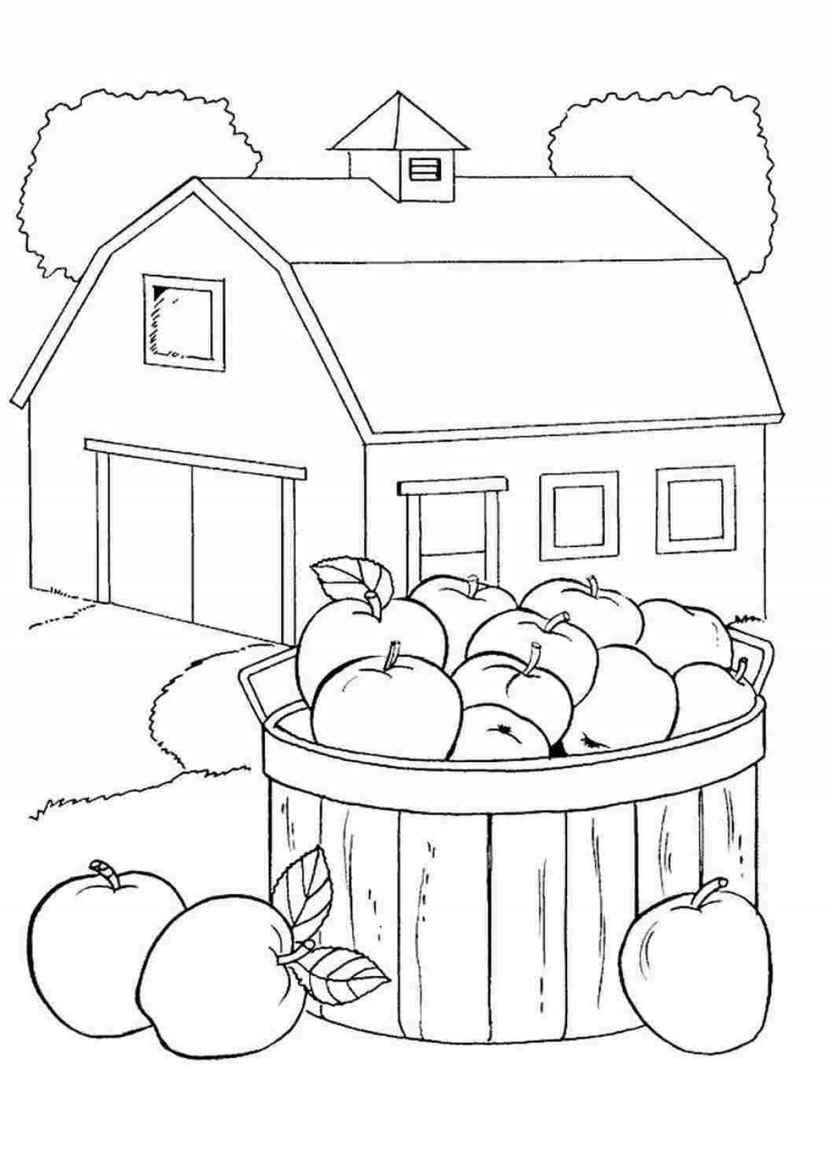 Sunny village coloring page