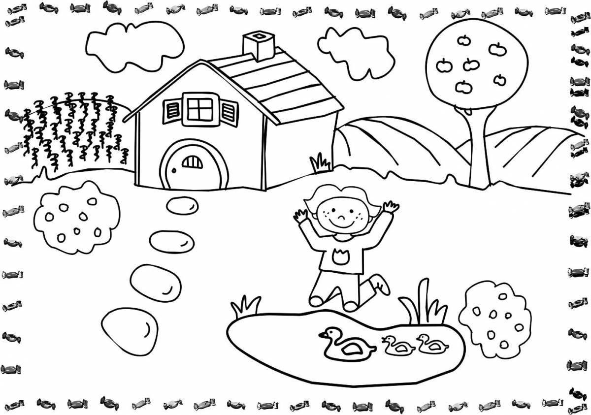 Majestic village coloring page