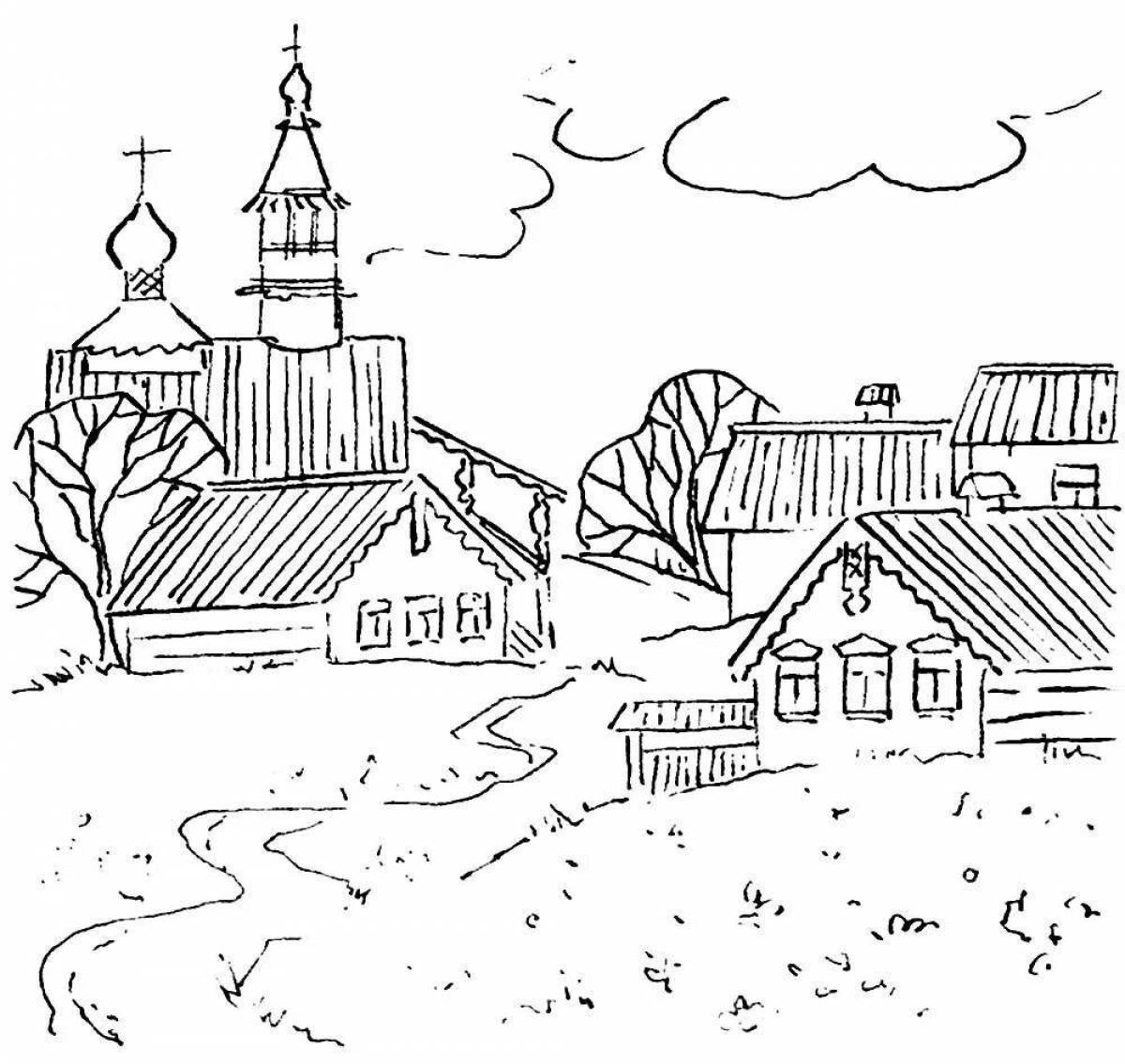 Coloring book shining village