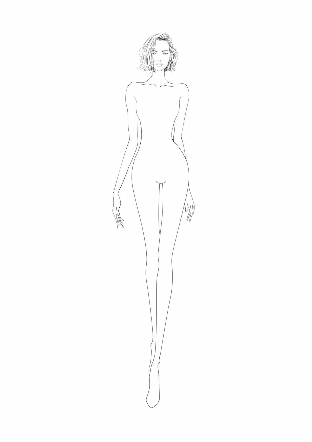 Coloring page charming girl mannequin