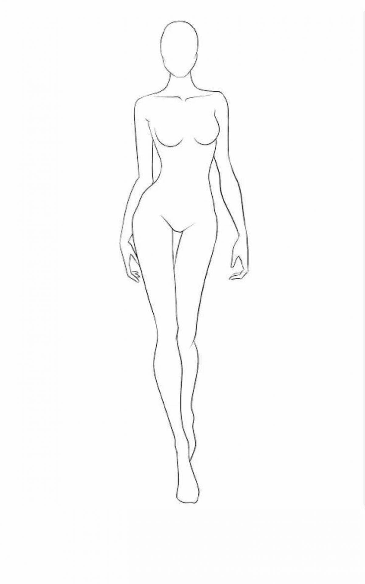 Coloring page elegant female mannequin