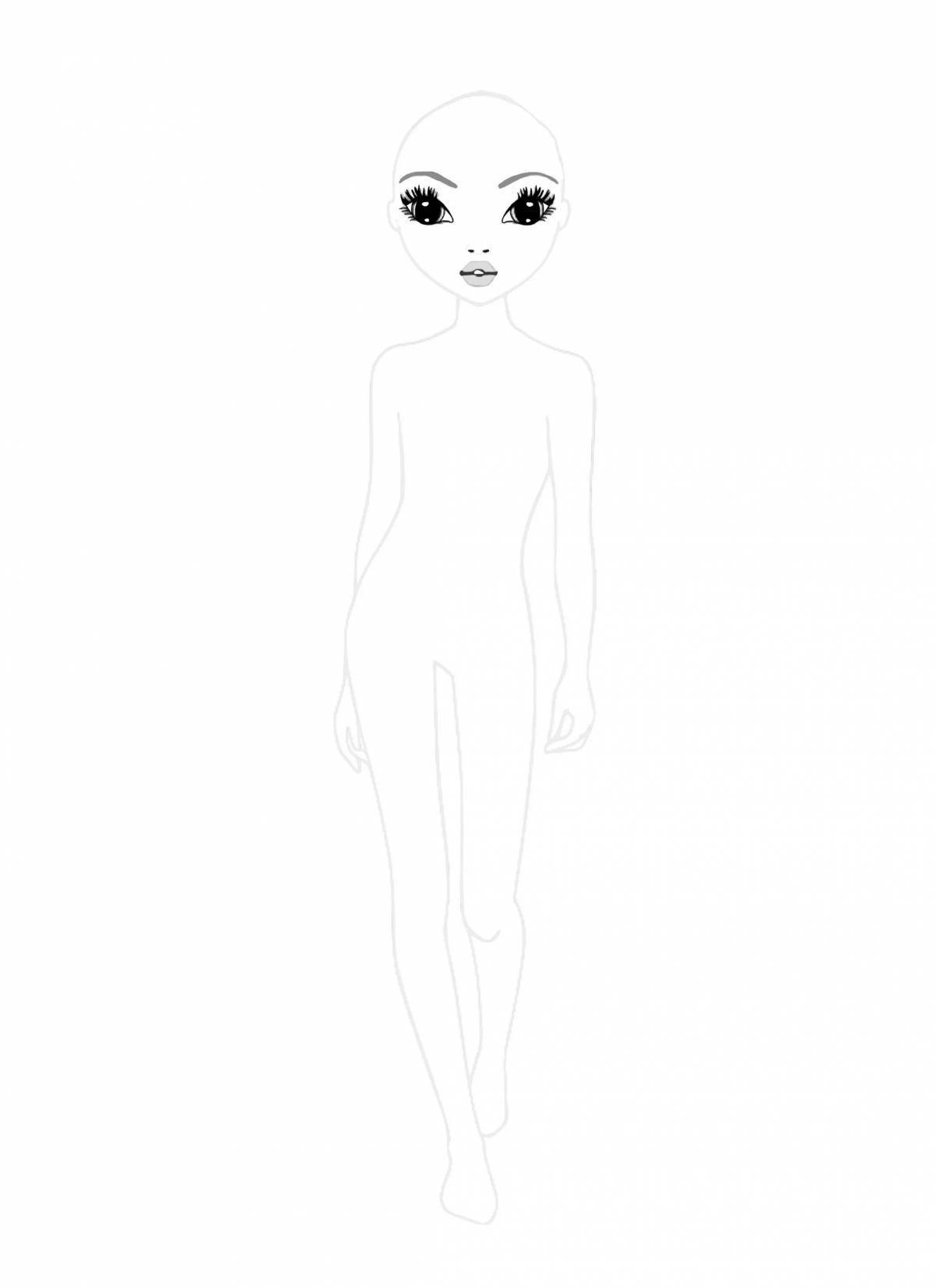 Coloring page adorable mannequin girl