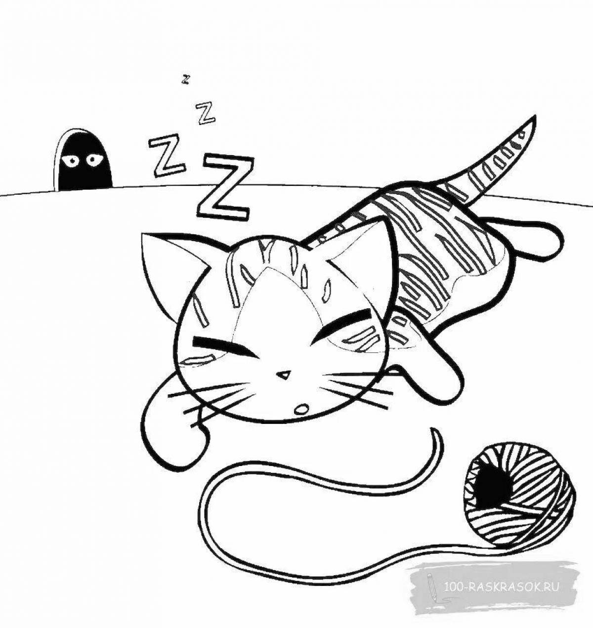 Фото Анимированная страница раскраски кошек