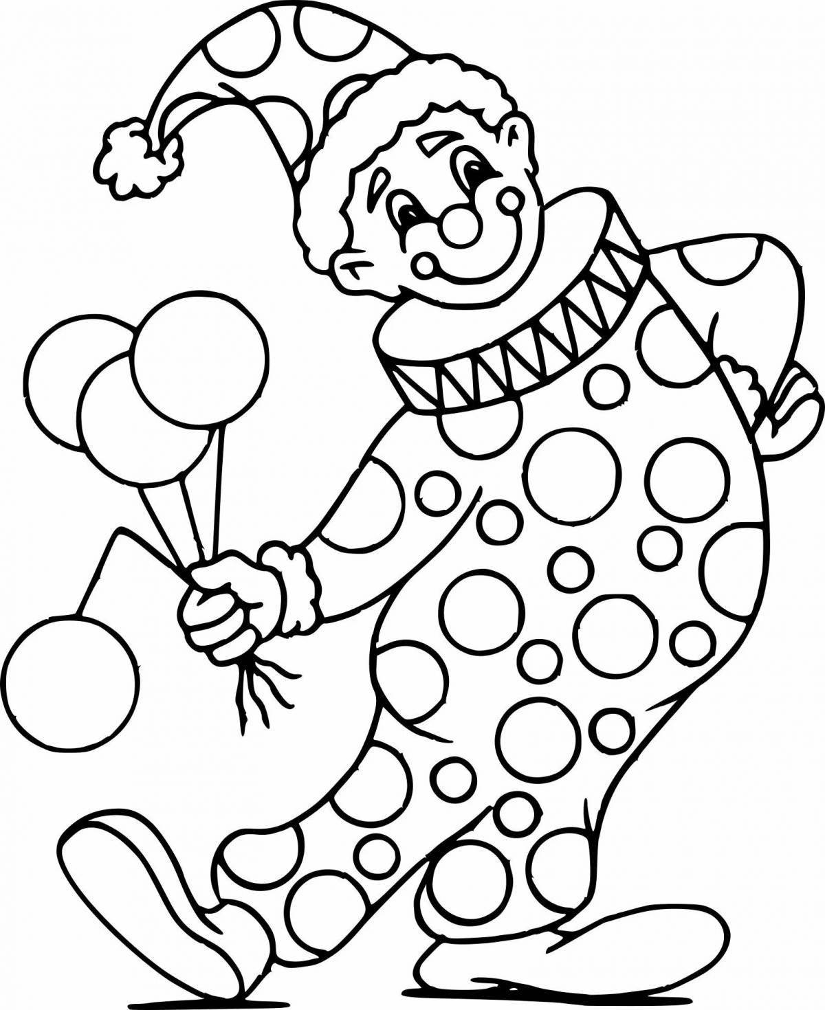 Colorful clown coloring page