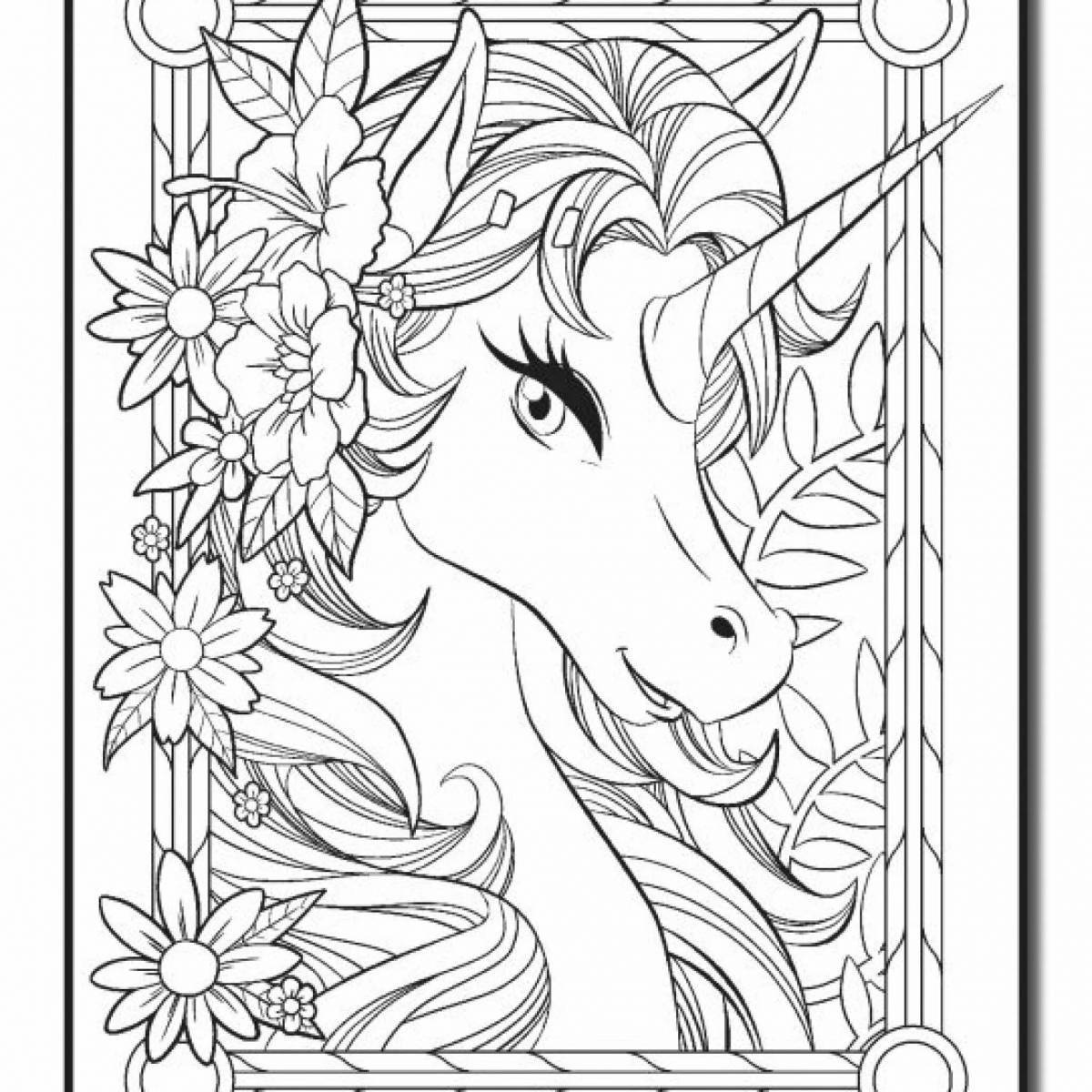 Radiant coloring page unicorn colored