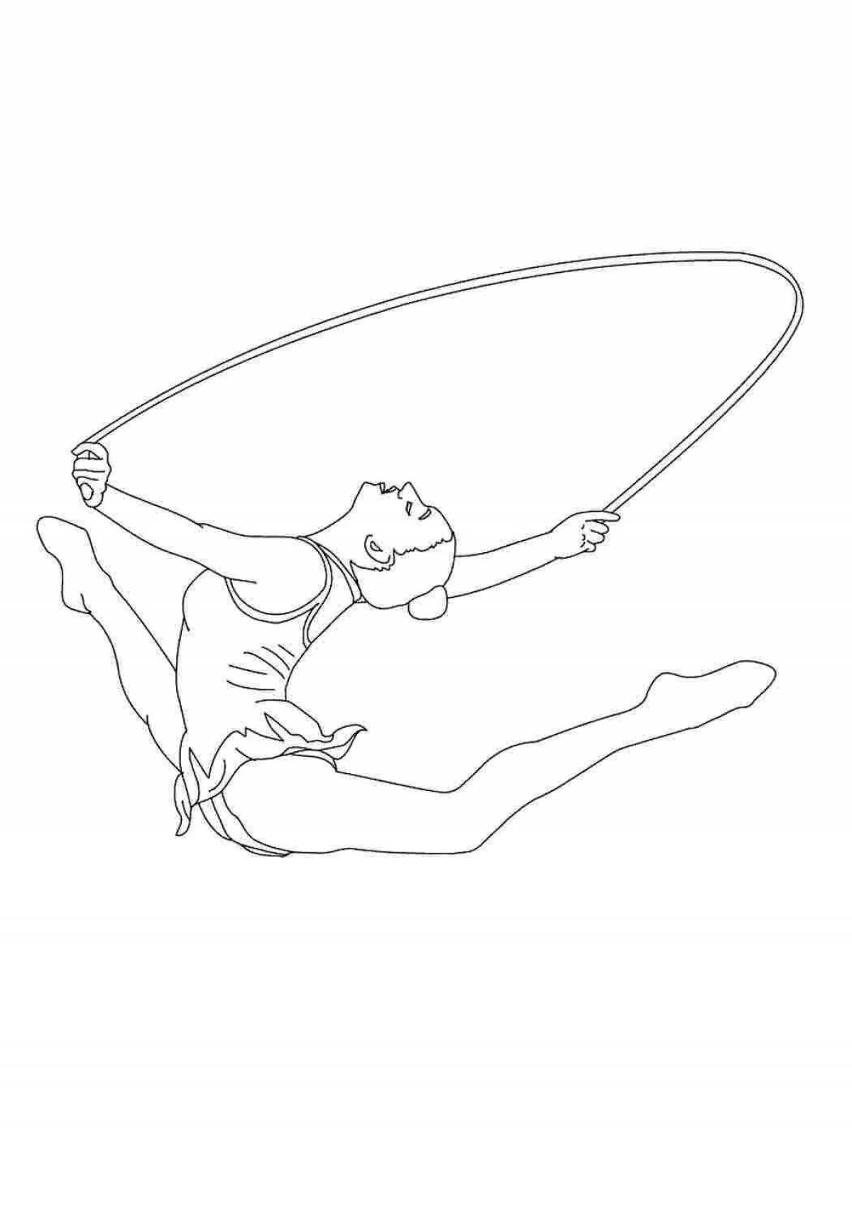 Очаровательная художественная гимнастка раскраска