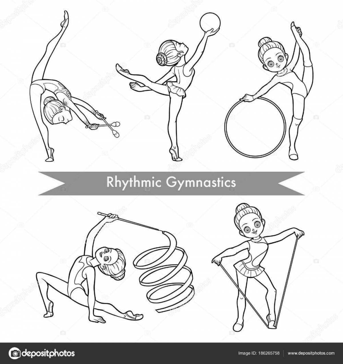 Animated rhythmic gymnastics coloring pages