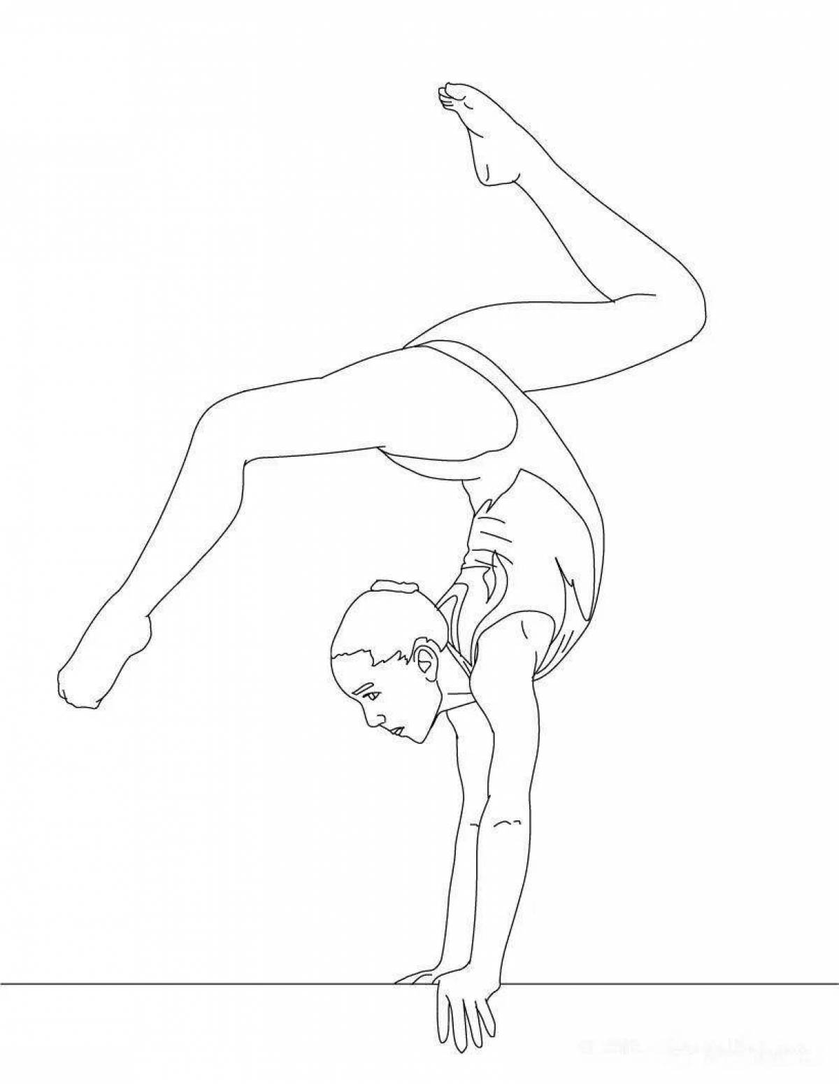 Раскраска динамичная художественная гимнастка
