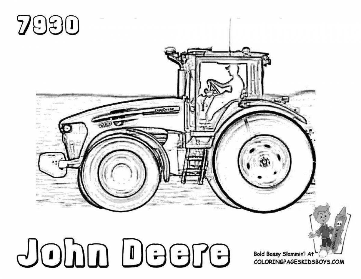 Трактор John Deere карандашом сбоку