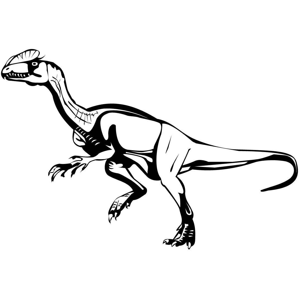Coloring page glowing velociraptor