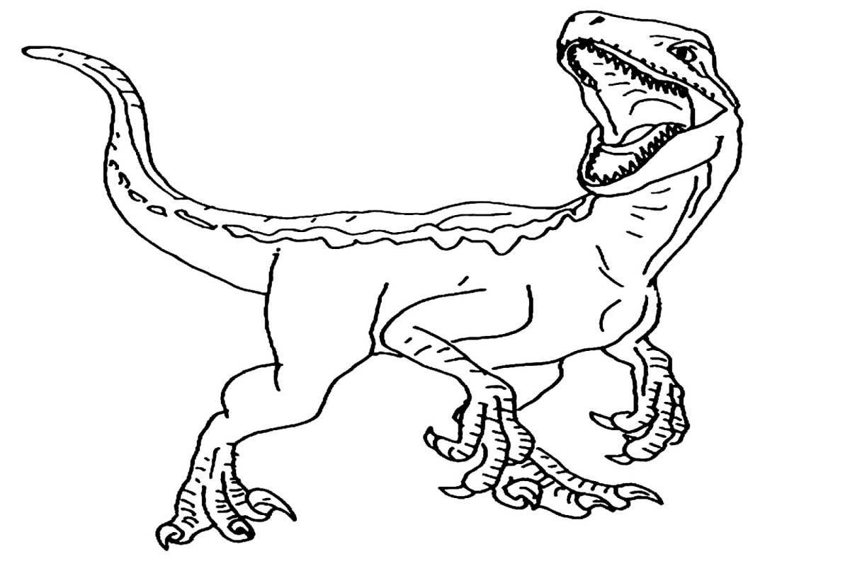 Coloring page brave velociraptor
