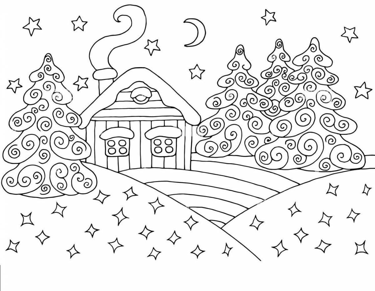 Shiny winter crystals coloring page