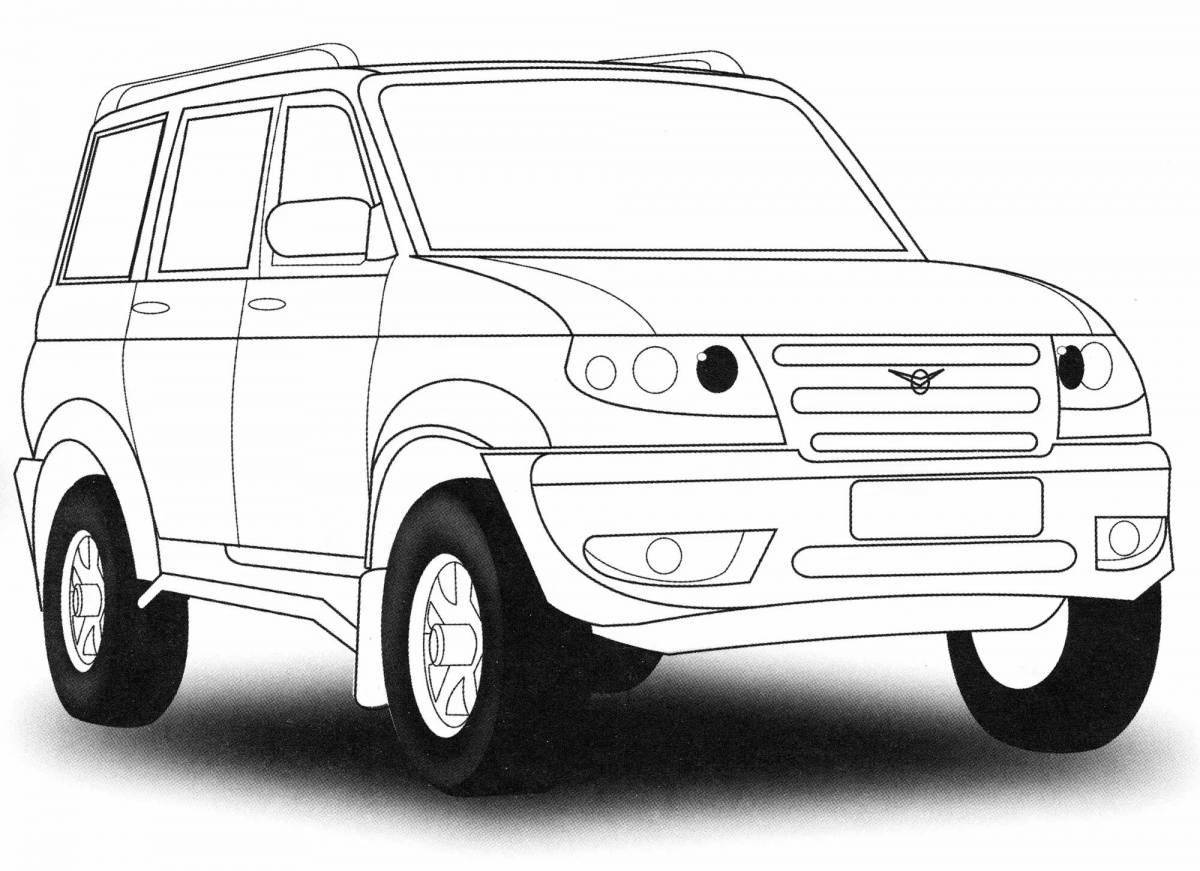 Niva glowing cars coloring page