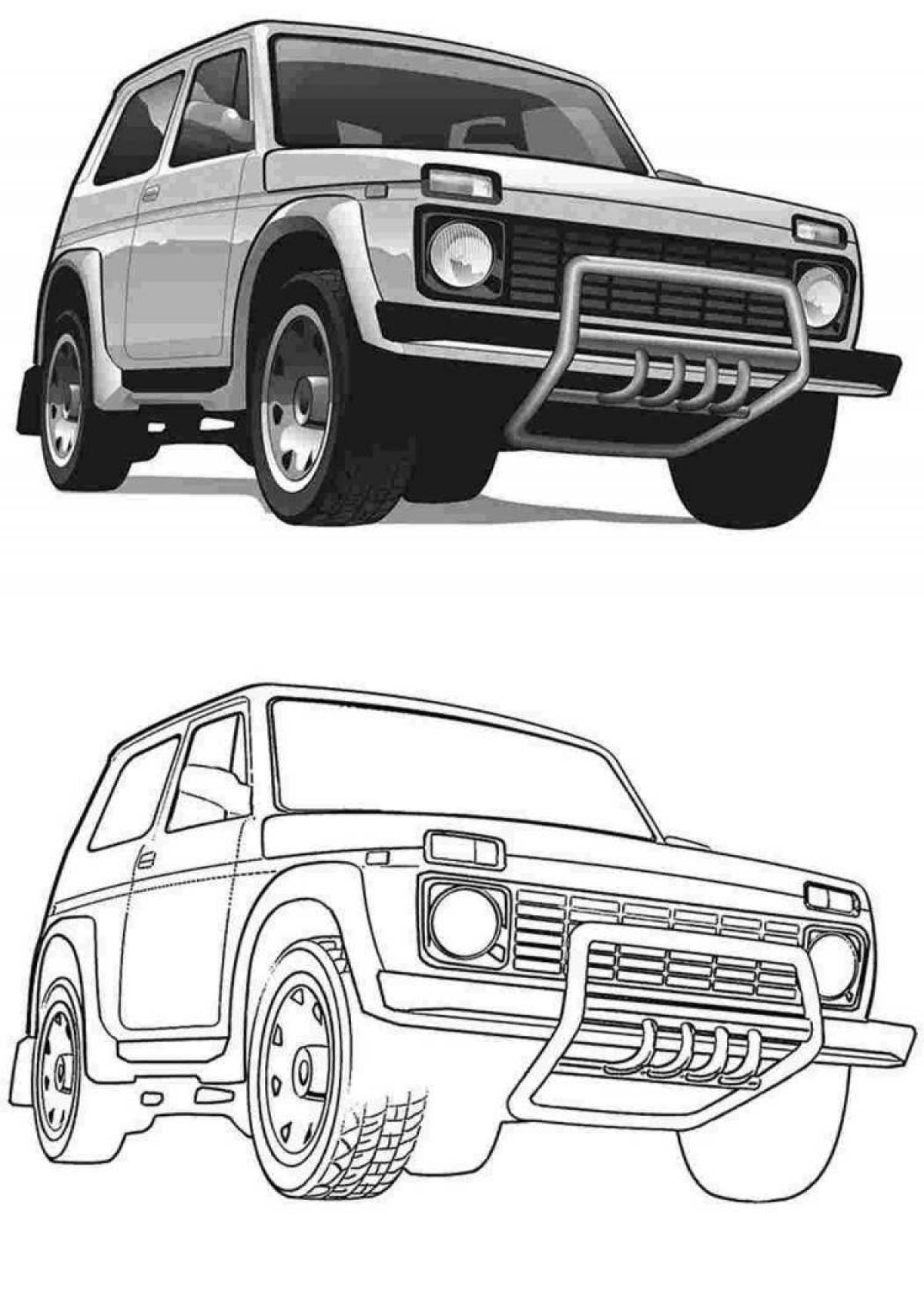 Coloring page dazzling cars niva