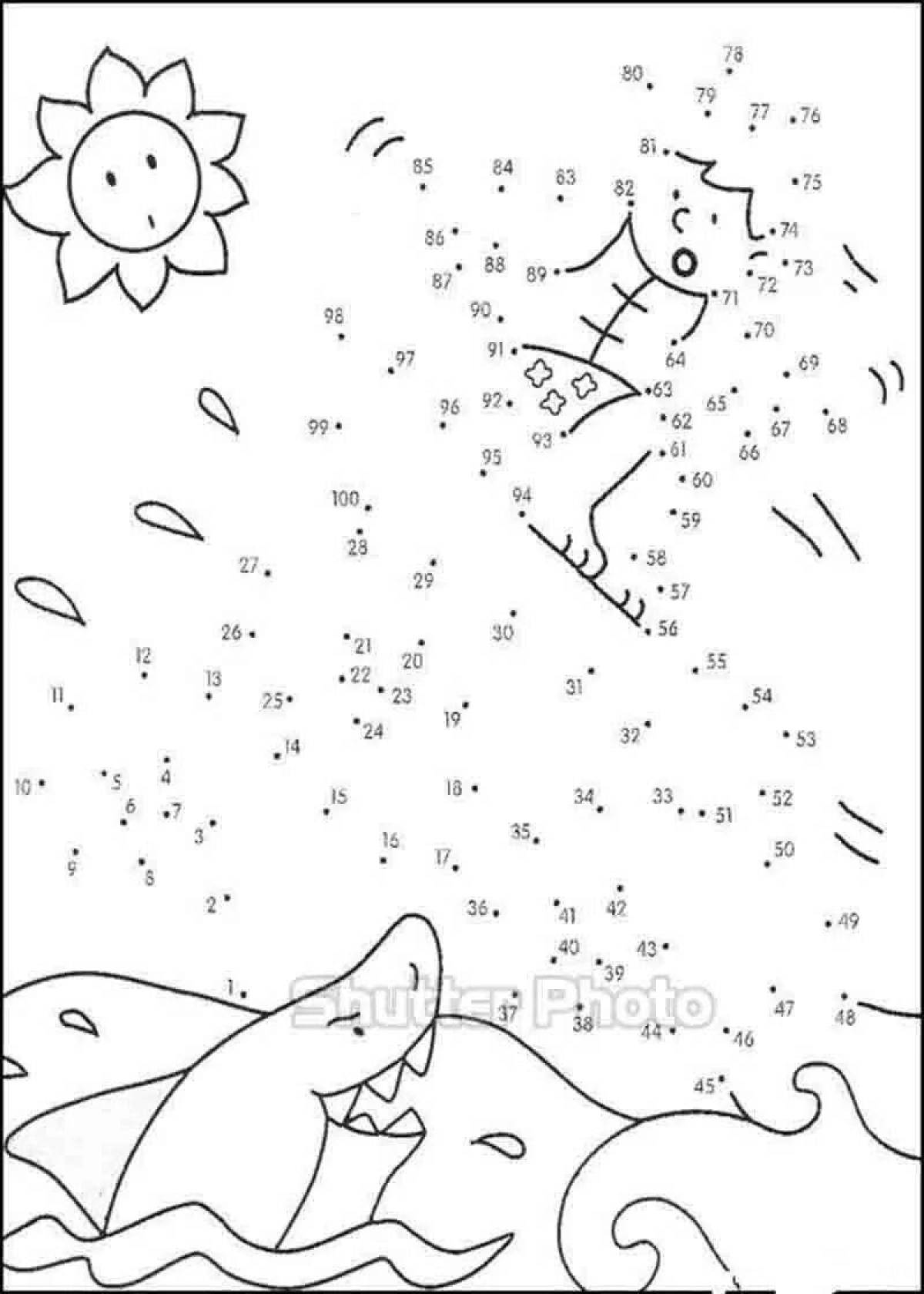 Color-explosion 100 point coloring page