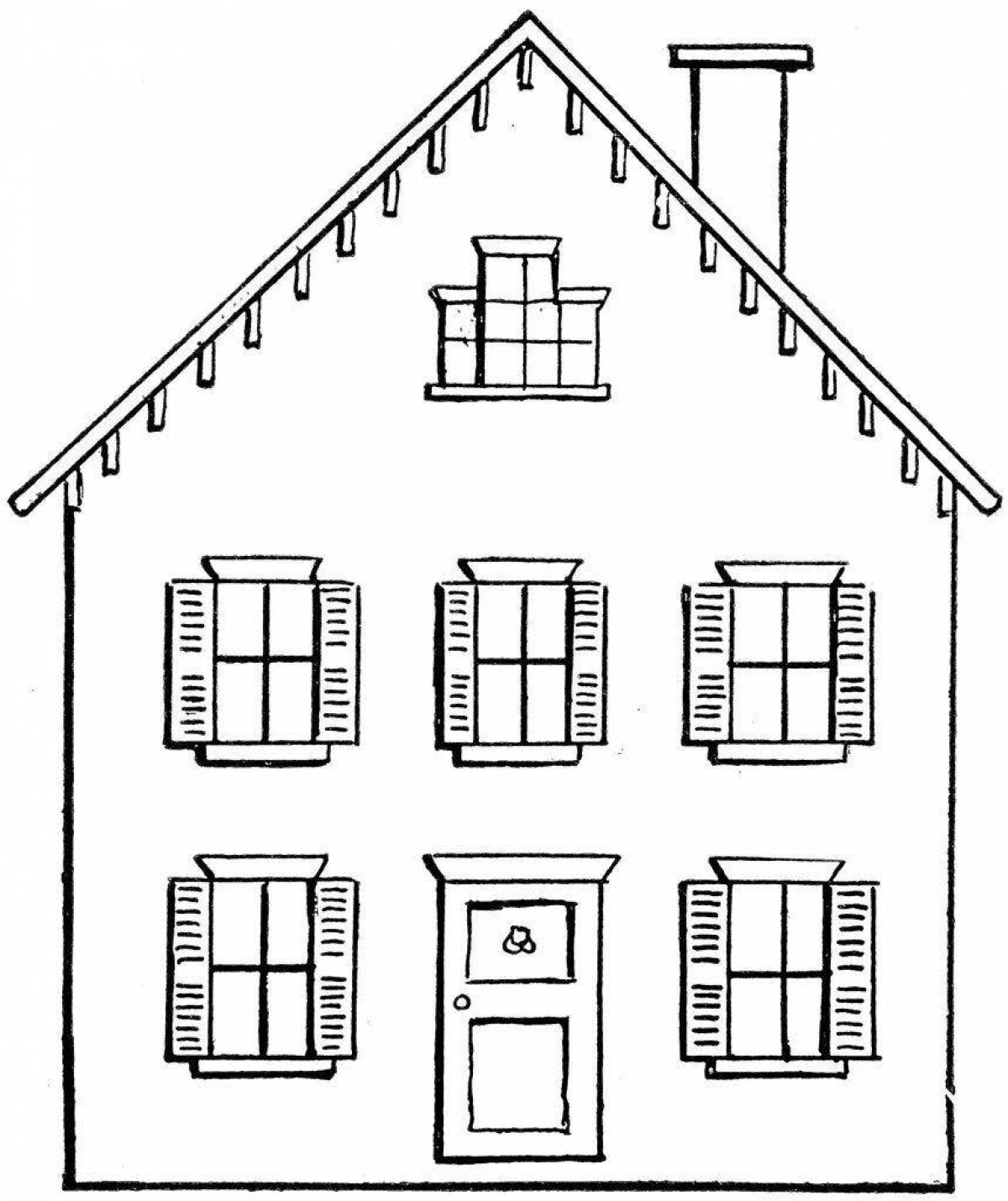 Coloring page majestic three-story house