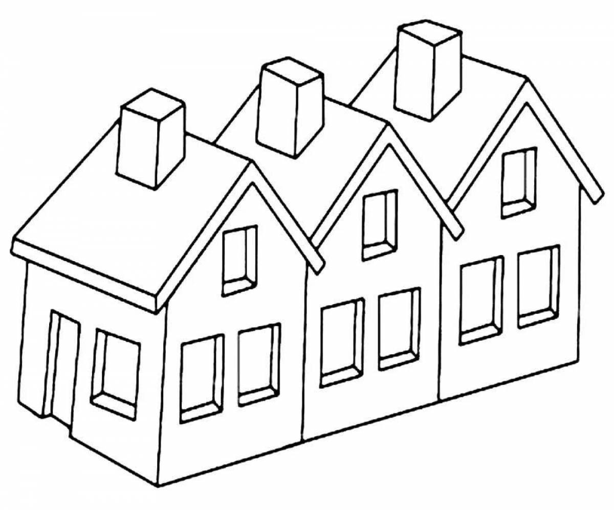 Coloring page amazing three-story house