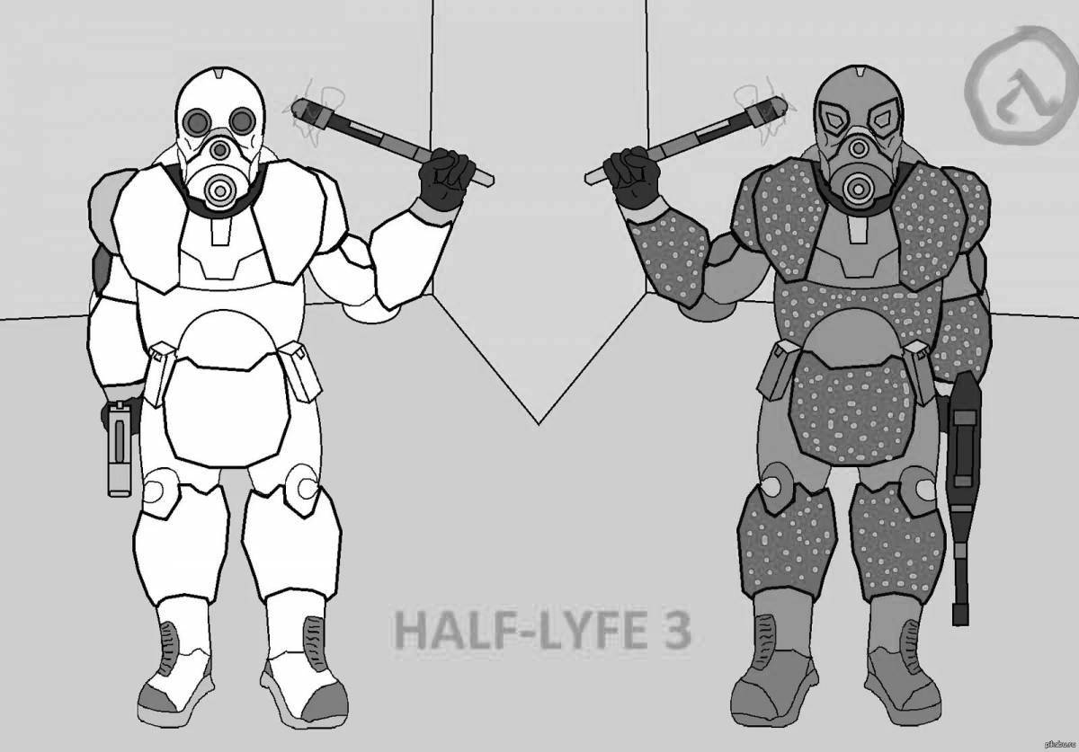 Colorful half life coloring page