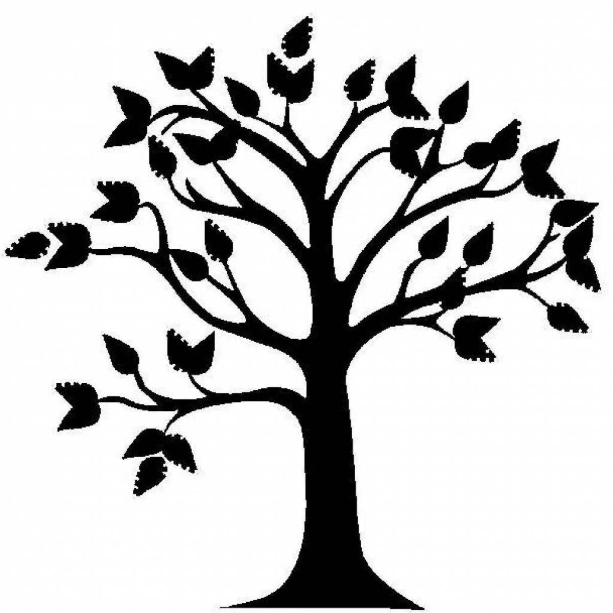 Coloring page charming tree silhouette