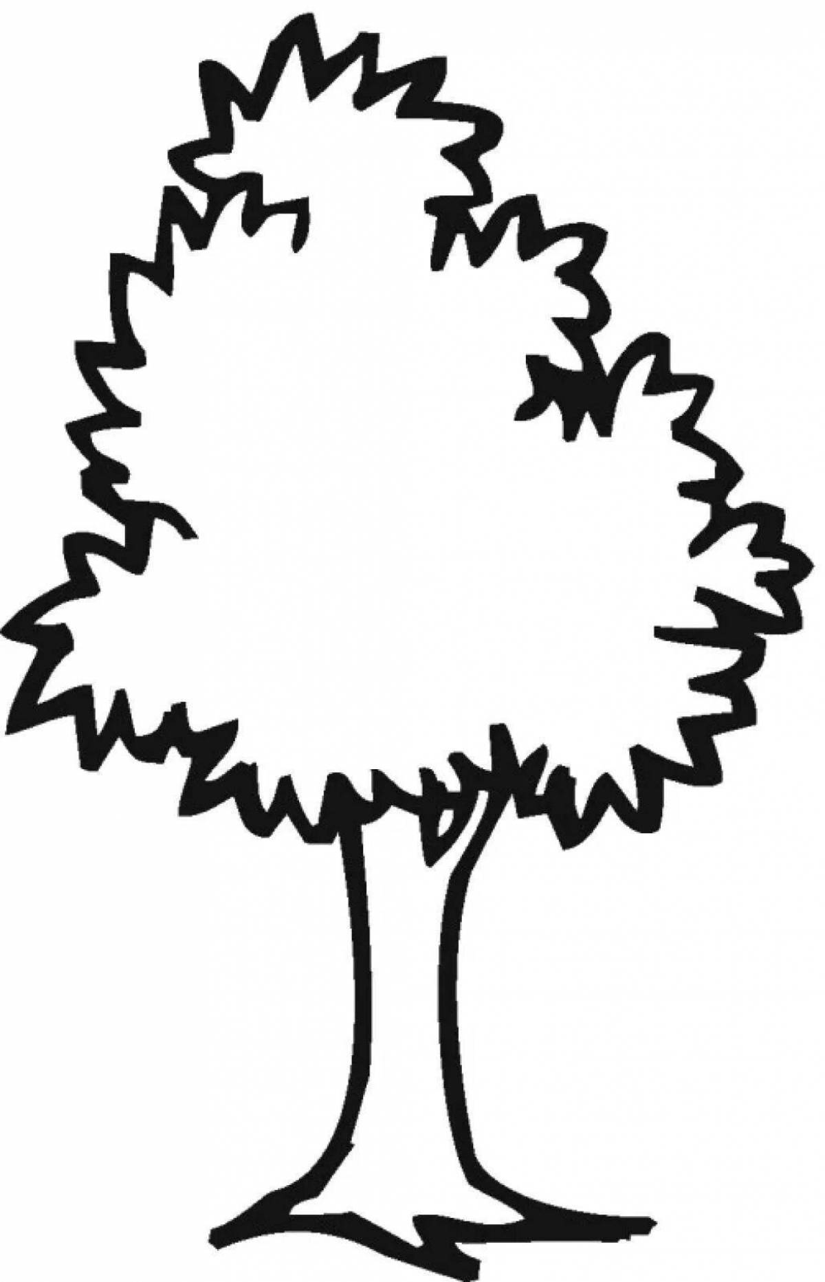 Coloring book gorgeous tree silhouette