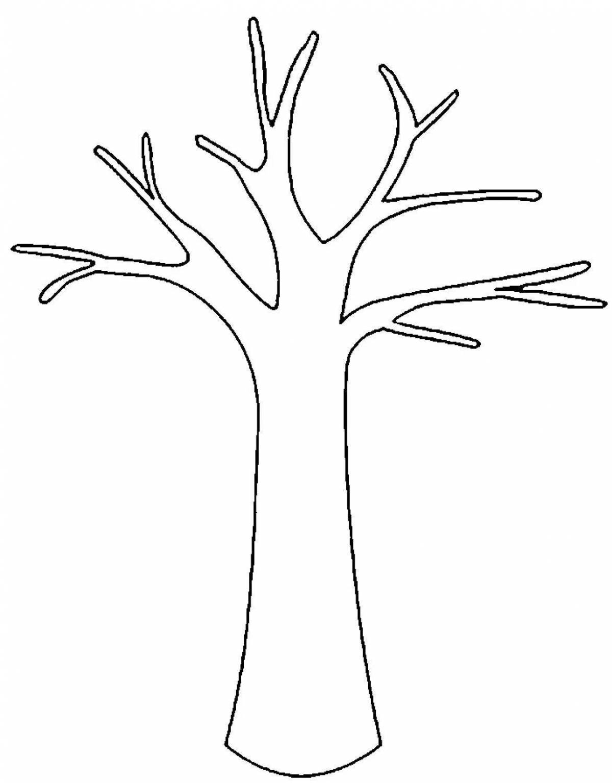Раскраска силуэт безмятежного дерева