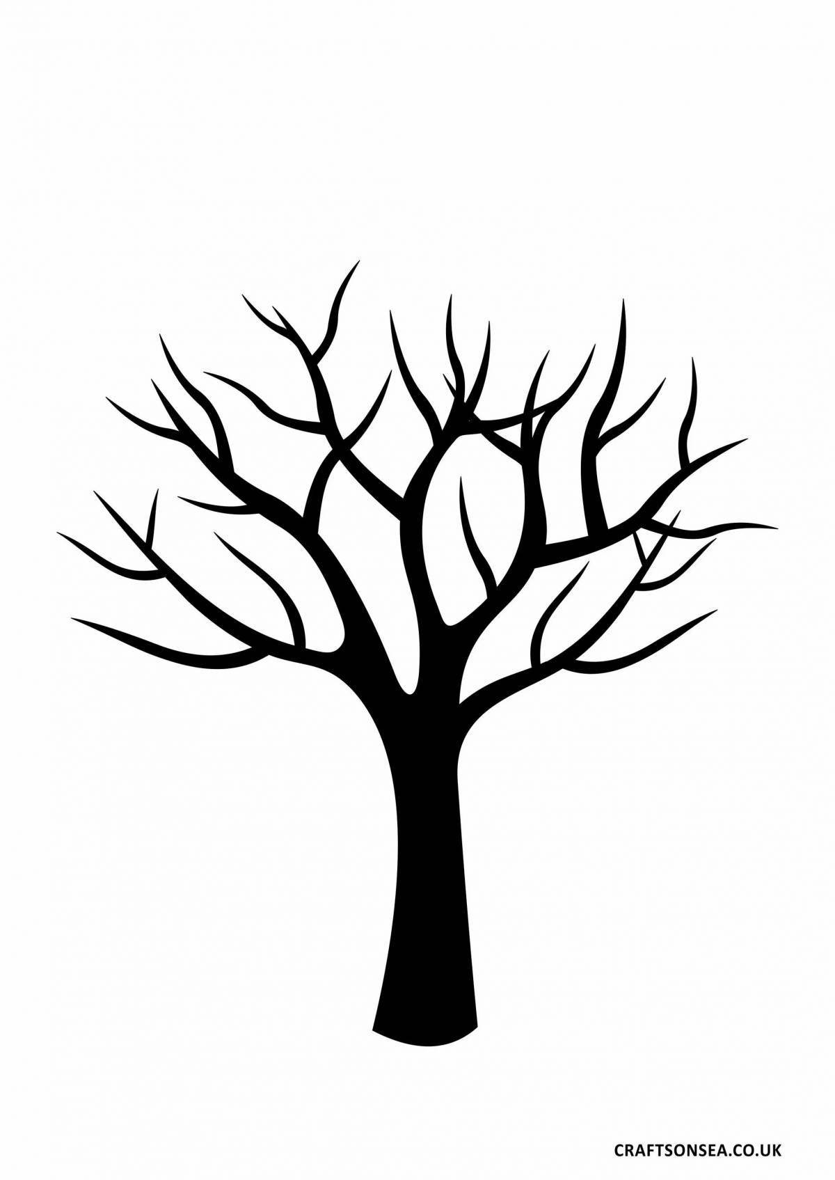 Adorable tree silhouette coloring page