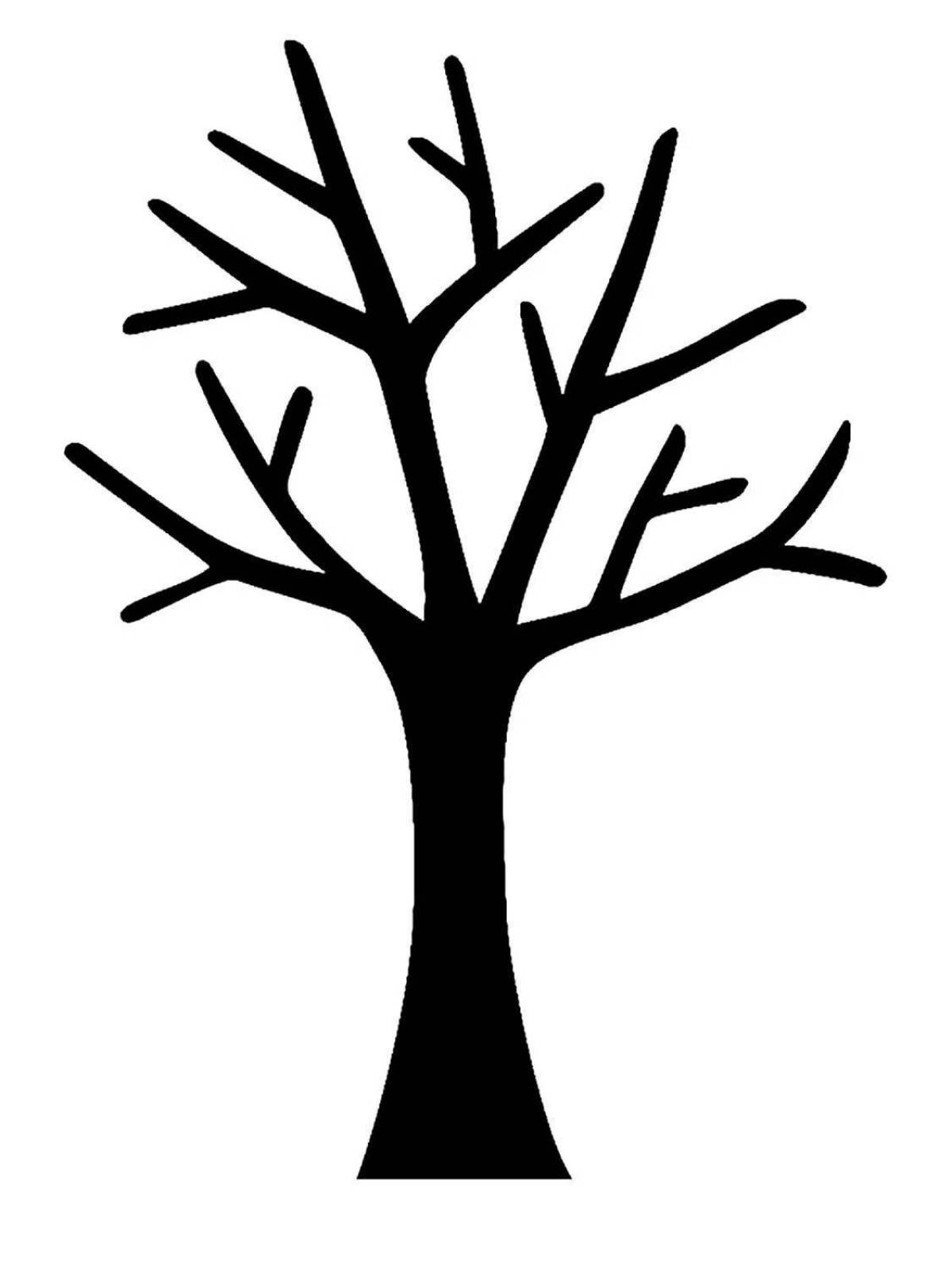 Coloring book incredible tree silhouette