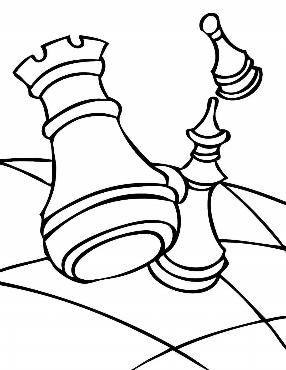 Coloring book shining chess pieces