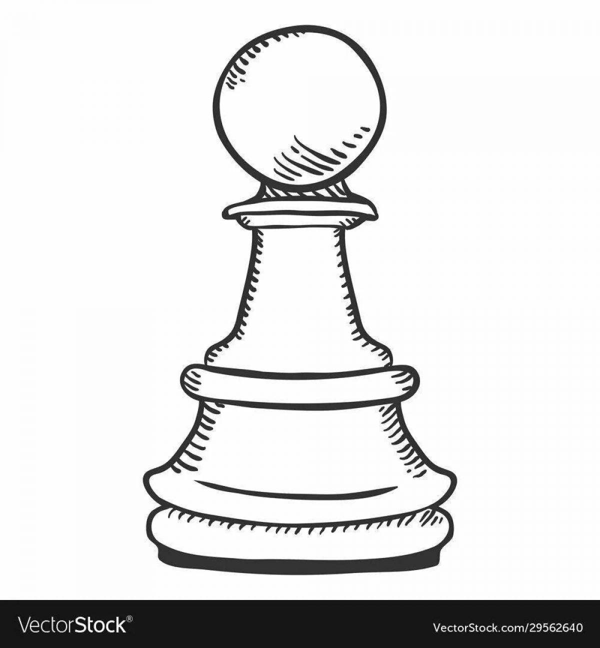 Coloring page unusual chess pieces