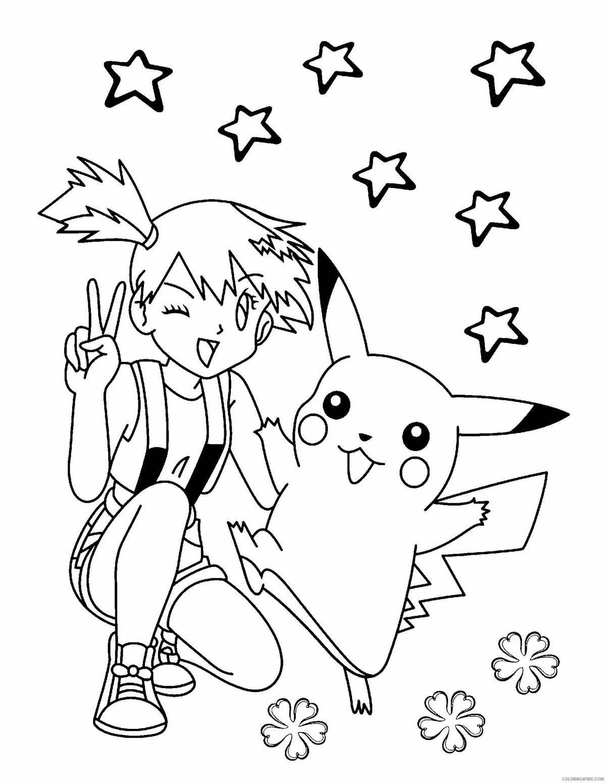 Joyful coloring anime pokemon