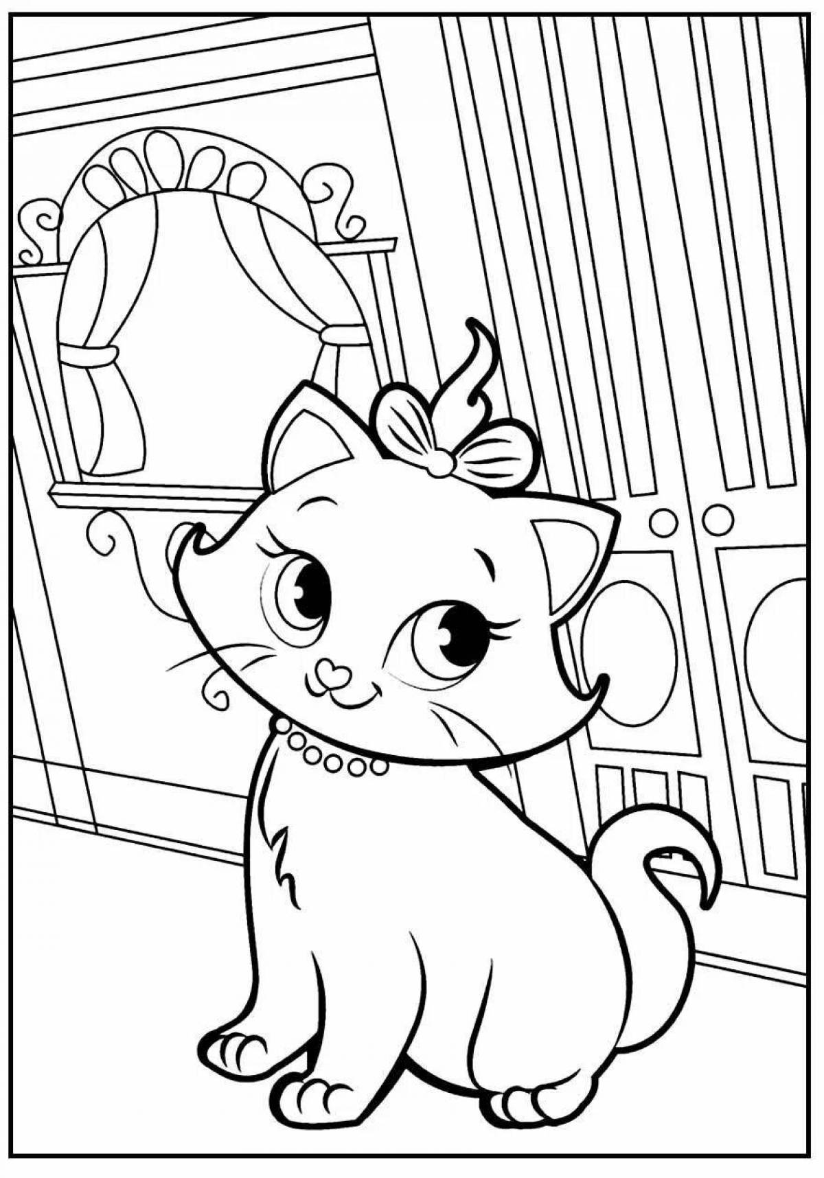 Curious cat coloring page