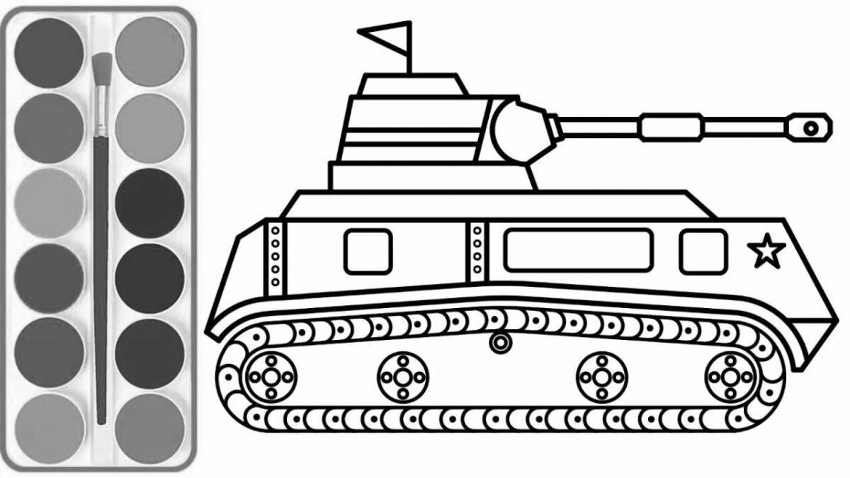Coloring page of a spectacular talking tank