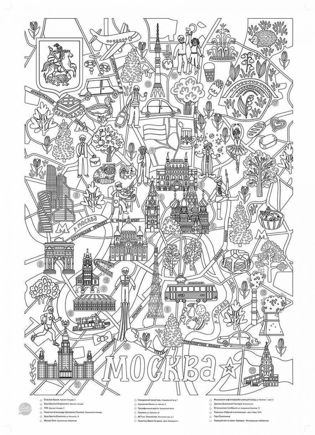Fun coloring map of Moscow