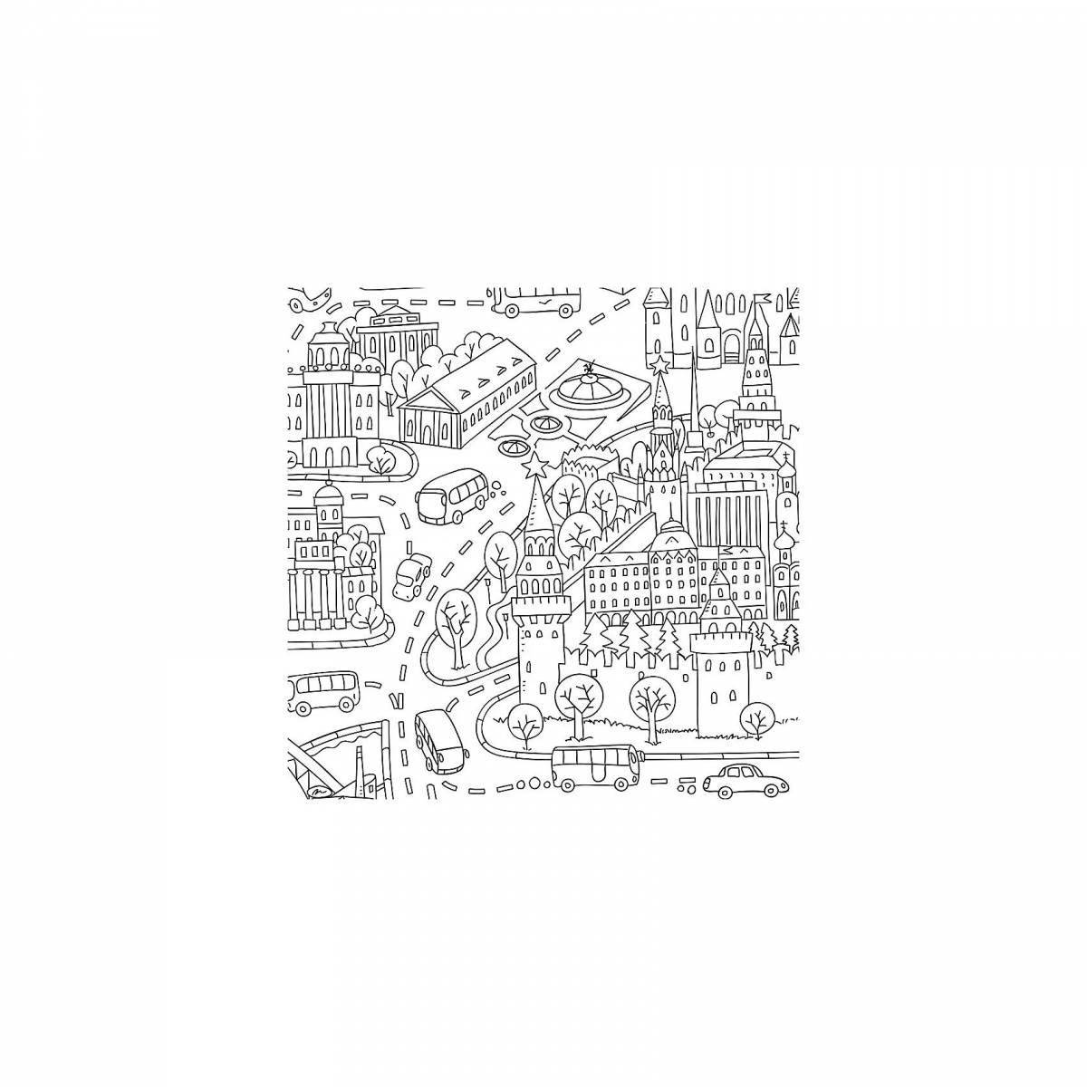 Coloring page charming map of moscow