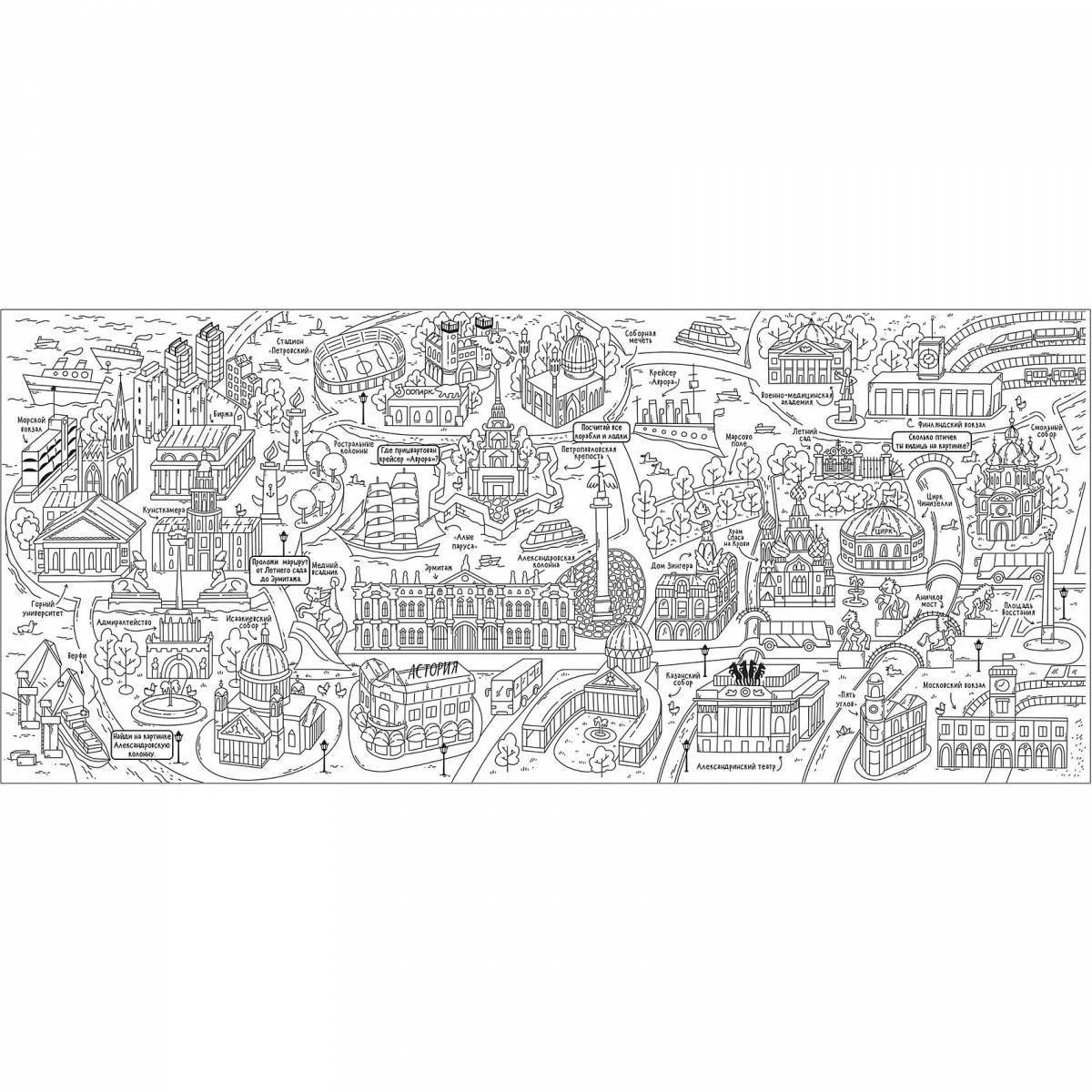 Coloring page attractive map of moscow